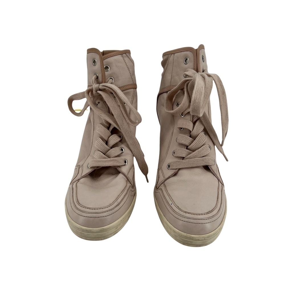 Hogan Rebel Natural 90MM Calfskin Wedge Sneakers 38 1/2 Women's